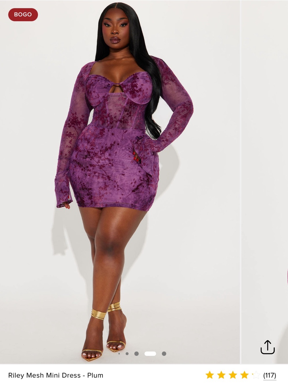 Fashion Nova Plum Mesh Mini Dress with Keyhole Detail